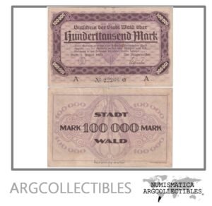 Alemania Billete 100.000 Marcos 1923 Notgeld Estado de Mald Uber VF+