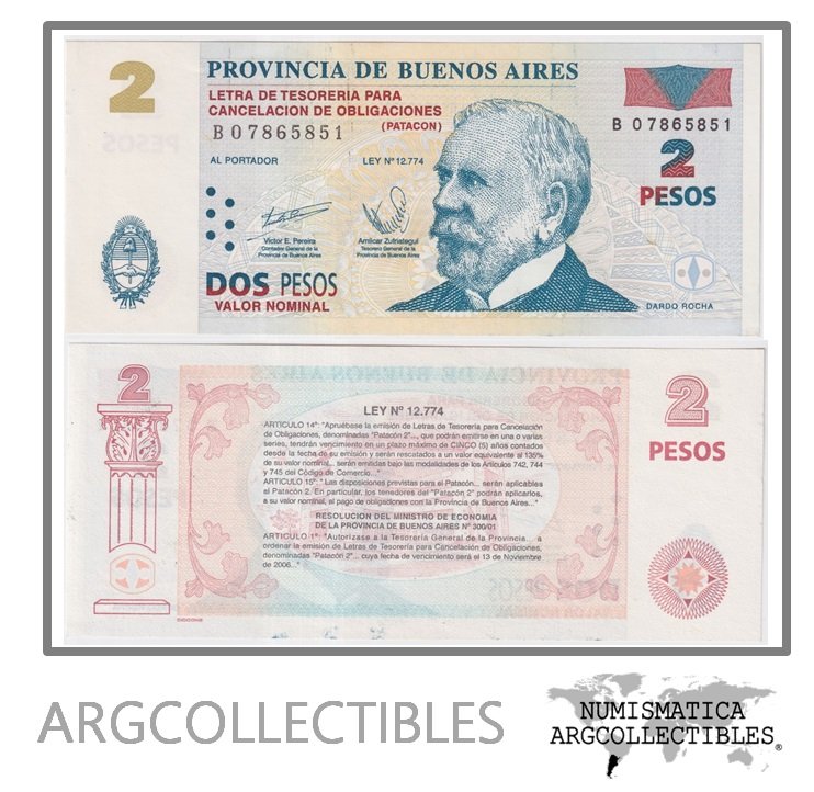 Argentina Billete 2 Pesos 2002 P-S-2311/EC-213 UNC (Patacon)