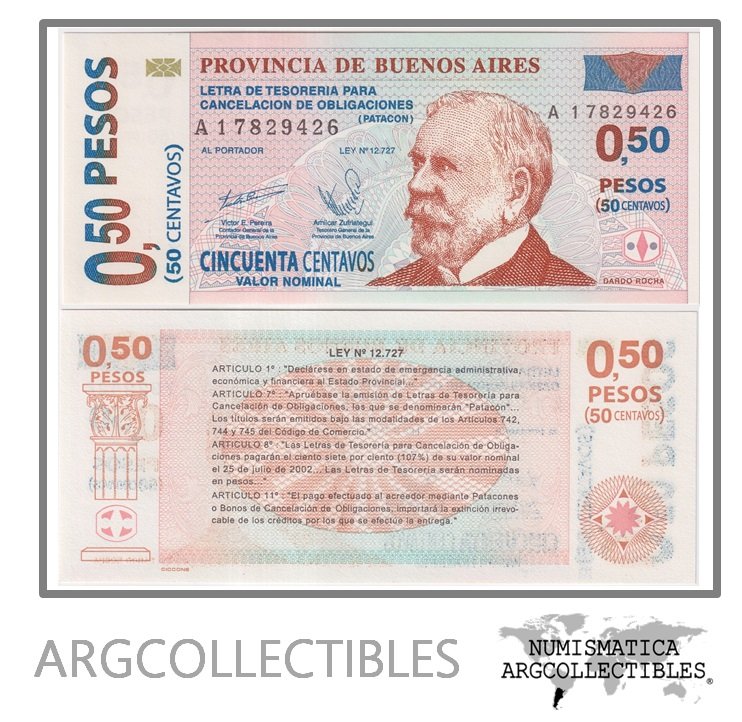 Argentina Billete 50 Centavos 2001 P-S-2309/EC-210 UNC (Patacon)