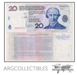 Argentina Billete 20 pesos 2001 EC-206 VF+ (Lecop) (Numero Bajo)