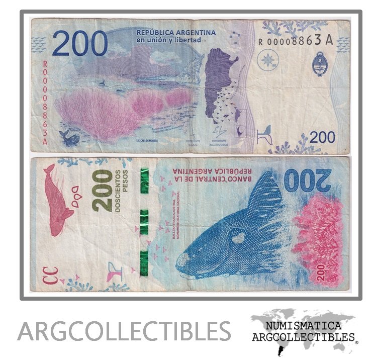 Argentina Billete 200 pesos 2016 P-364/BOT-5608 VF (Reposicion) (Numero Bajo)