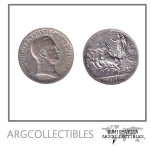 Italia Moneda 1 Lira 1915 R Plata 835 Vittorio Emanuele III KM-57 AU