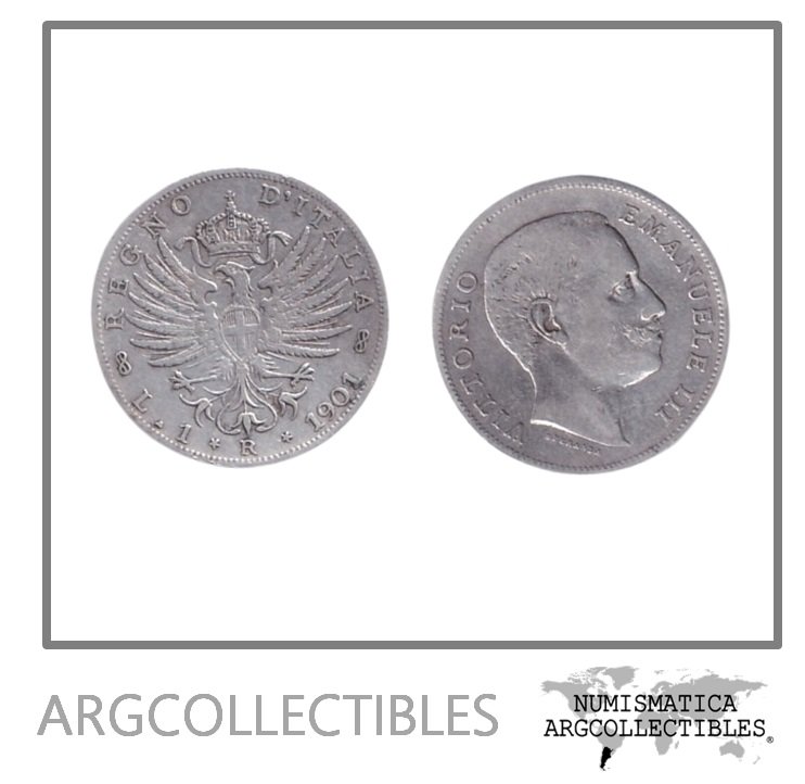 Italia Moneda 1 Lira 1901 R Plata 835 Vittorio Emanuele III KM-32 VF