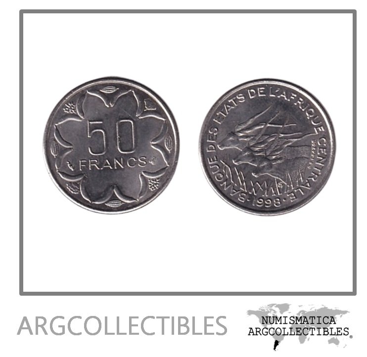 Africa Central Moneda 50 Francos 1998 Niquel KM-11 UNC