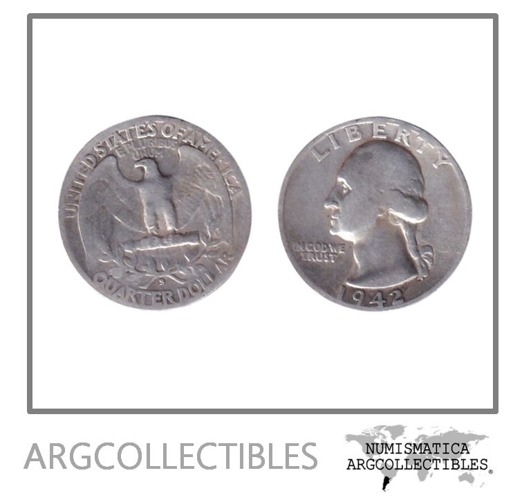 USA Moneda 1/4 Dolar 1942 S Plata 900 KM-164 VF
