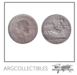 Italia Moneda 2 Liras 1912 R Plata 835 Vittorio Emanuele III KM-46 XF