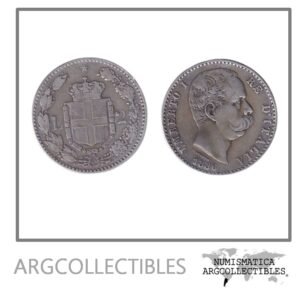 Italia Moneda 2 Liras 1886 R Plata 835 Umberto I KM-23 VF+