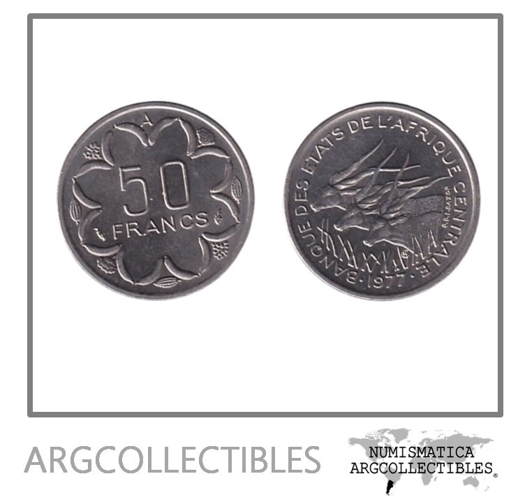 Africa Central Moneda 50 Francos 1977 Niquel KM-11 UNC