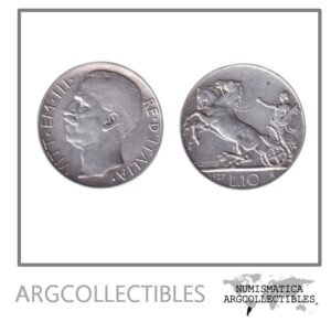 Italia Moneda 10 Liras 1927 R Plata 835 Vittorio Emanuele III KM-68.1 XF