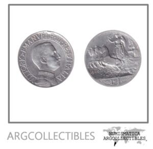 Italia Moneda 1 Lira 1910 R Plata 835 Vittorio Emanuele III KM-45 XF