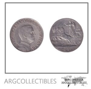 Italia Moneda 1 Lira 1912 R Plata 835 Vittorio Emanuele III KM-45 AU