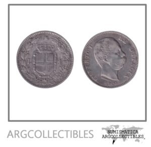 Italia Moneda 1 Lira 1900 R Plata 835 Umberto I KM-24.1 VF+