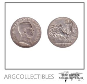 Italia Moneda 1 Lira 1917 R Plata 835 Vittorio Emanuele III KM-57 AU