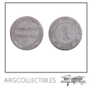 Costa Rica Ficha Token 1 Cafe 1938 Aluminio Hacienda los Anonos Jose Joaquin Trejos Quiros
