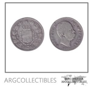 Italia Moneda 1 Lira 1886 R Plata 835 Umberto I KM-24.1 VF