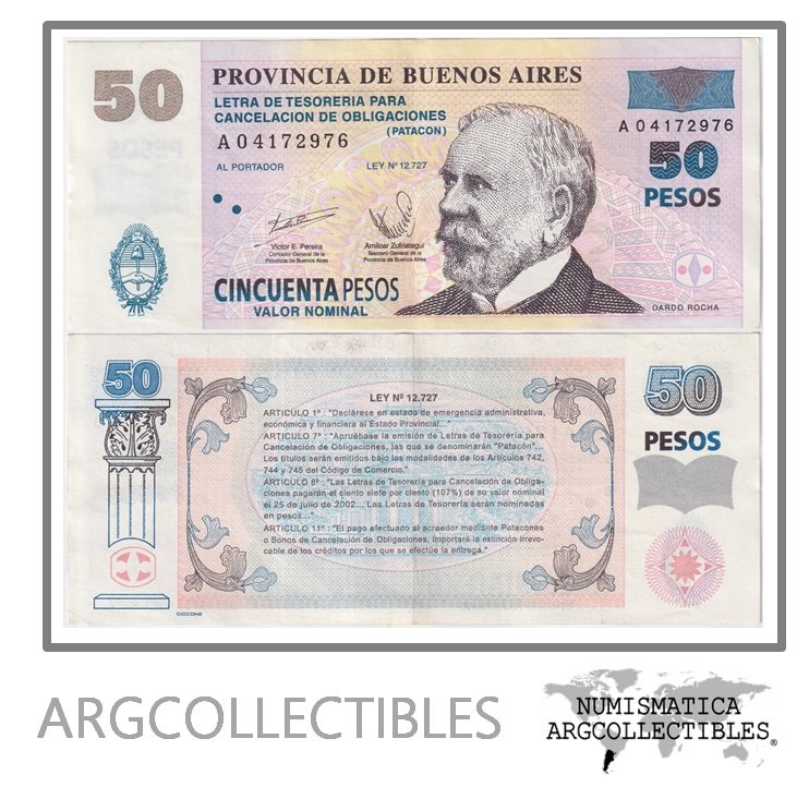 Argentina Billete 50 Pesos 2001 P-S-2315 / EC-223 XF+ (Patacon)