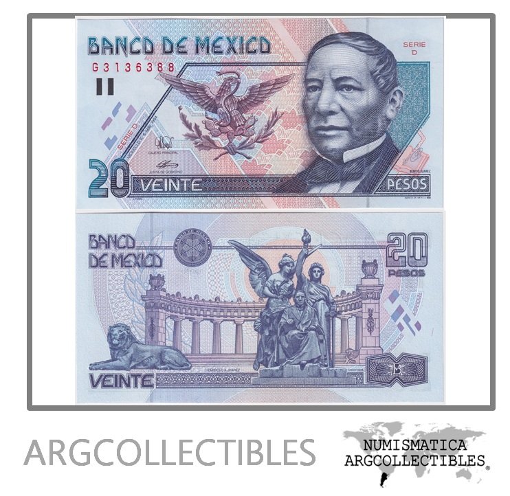 Mexico Billete 20 Pesos 1994 P-106a UNC (Serie D)
