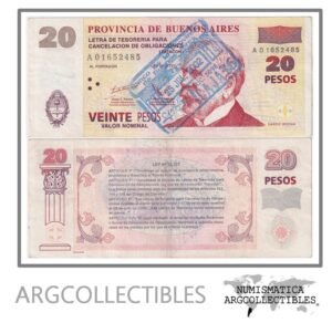 Argentina Billete 20 Pesos 2001 P-S-2314/EC-220 XF (Patacon) (Cancelado Azul)