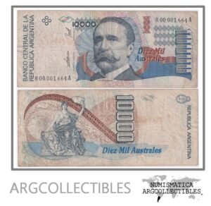 Argentina Billete 10.000 Australes 1989 P-334a/BOT-2882 F+ (Reposicion) (Numero Bajo)