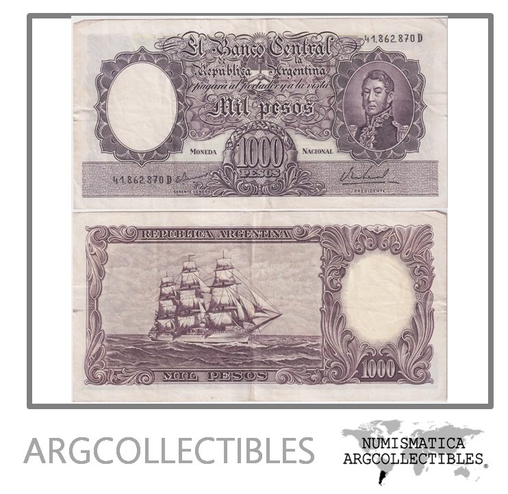 Argentina Billete 1.000 Pesos 1968 P-279b/BOT-2167 VF+ (Serie D)