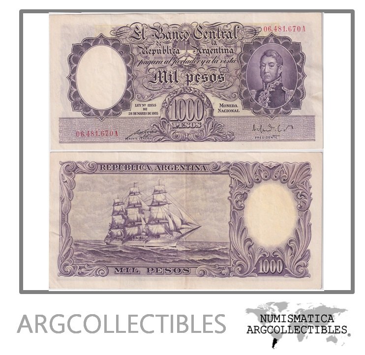 Argentina Billete 1.000 Pesos 1951 P-269b/BOT-2132 XF (Serie A)