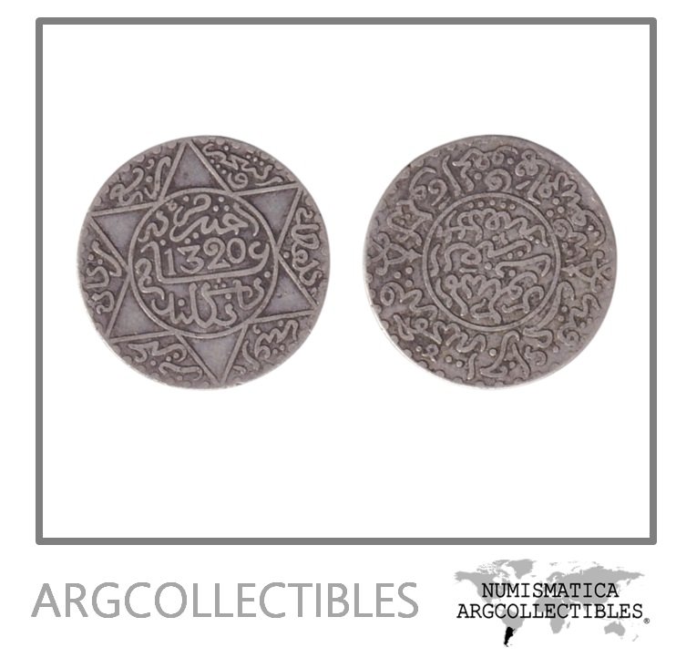 Marruecos Moneda AR 2 1/2 Dirham 1320 Abd al-Aziz, KM Y-20.2