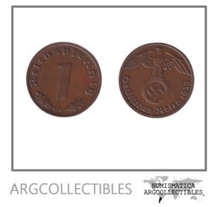 Alemania Moneda 1 Pfening 1939 A 3er Reich Bronce KM-89 AU