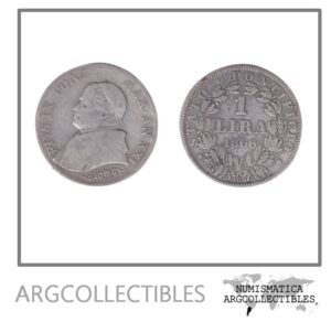 Vaticano Moneda 1 Lira 1866 R Papa Pio IX / Plata 835 KM-1377 F+