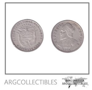 Panama Moneda 5 Centavos 1904 Plata 900 KM-2 VF+