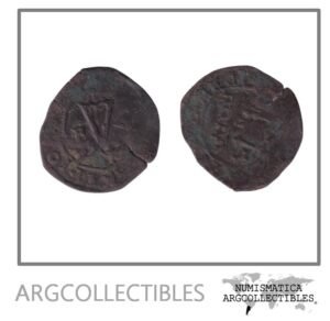 Republica Dominicana Moneda 4 Maravedis 1516-1556 Cobre Reyes Catolicos Carlos y Juana KM-46
