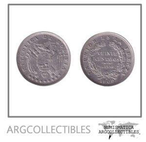 Bolivia Moneda 20 Centavos 1909 H Plata 835 KM-176 AU
