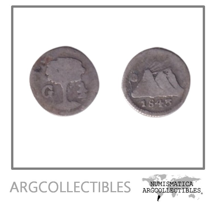America Central Republica Moneda 1/4 Real 1843 Plata 903 KM-1 VF