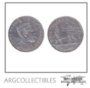 Etiopia Moneda 1 Birr 1897 Plata 835 Menelik II KM-5 VF+