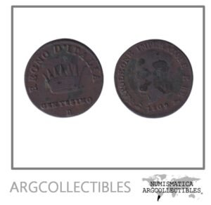 Italia Moneda 1 Centesimo 1808 B Cobre Napoleon KM-C-1 VF-