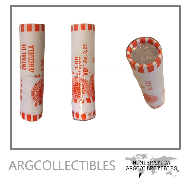 Venezuela Moneda 25 Centavos 2007 Acero KM-Y-91 Rollo x 40 UNC