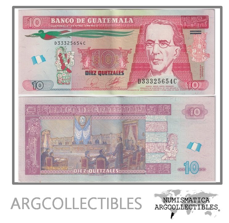 Guatemala Billete 10 Quetzales 2010 P-123a XF+ (Serie DC)