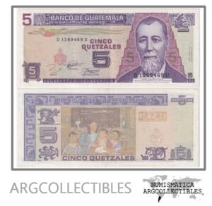 Guatemala Billete 5 Quetzales 1994 P-92 XF+ (Serie DU)