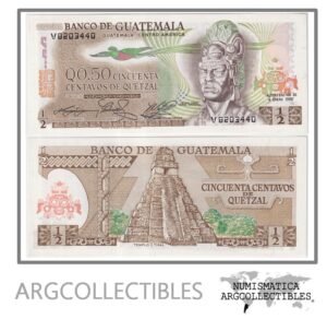 Guatemala Billete 50 Centavos 1982 P-58c UNC (Serie V)