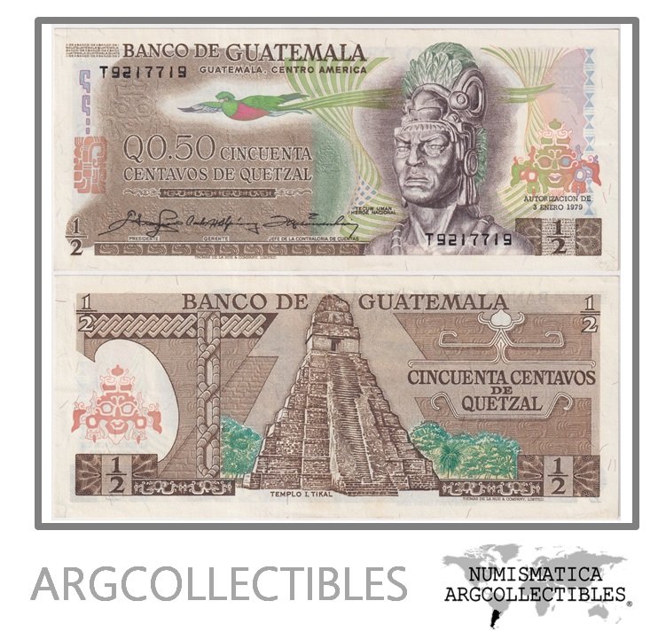 Guatemala Billete 50 Centavos 1979 P-58c XF (Serie T)