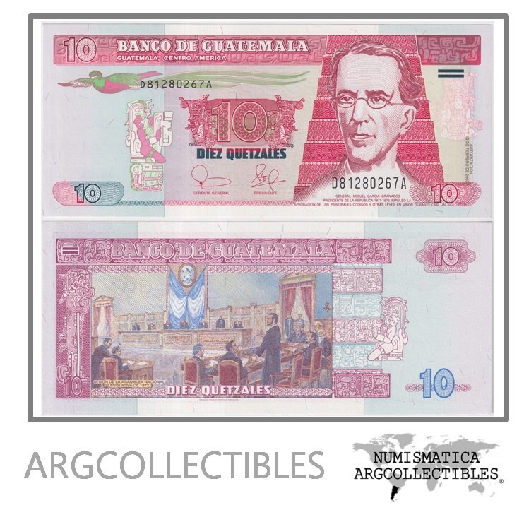 Guatemala Billete 10 Quetzales 2003 P-107 UNC (Serie DA)