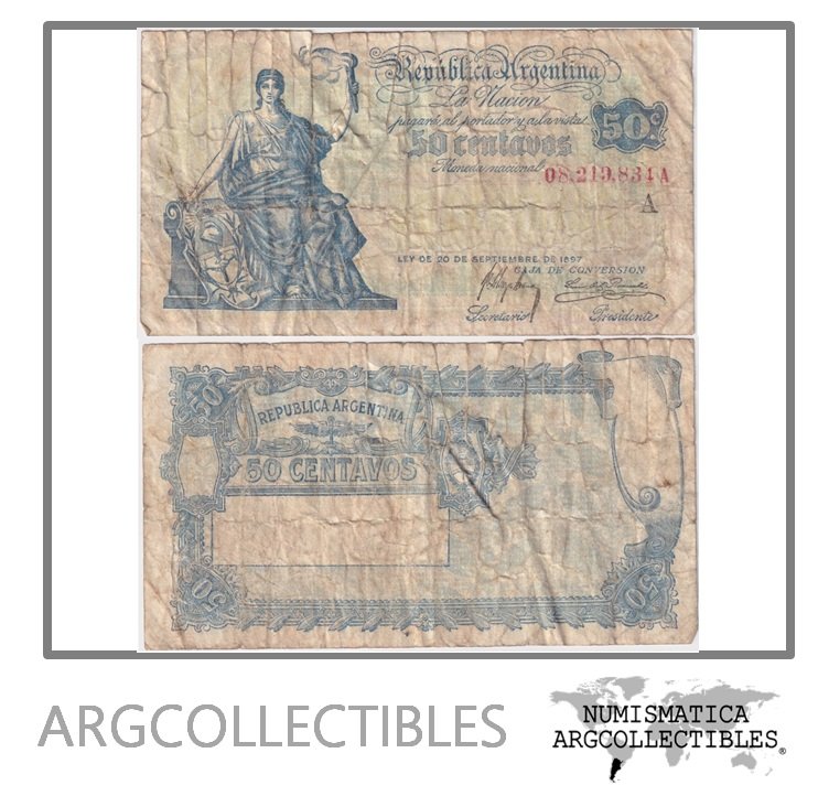 Argentina Billete 50 Centavos 1919 P-242/BOT-1521 G (Serie A)
