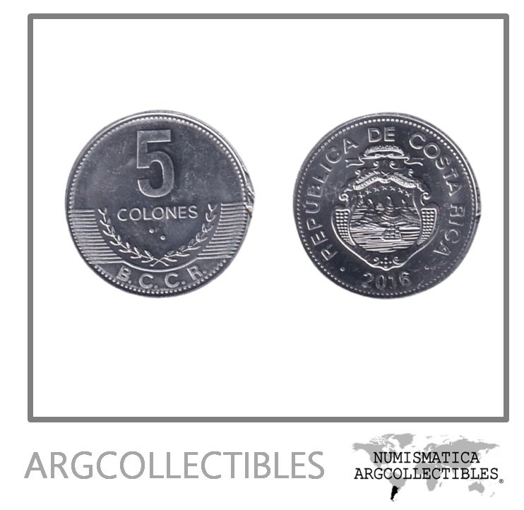 Costa Rica Moneda 5 Colones 2016 Aluminio KM-227b UNC