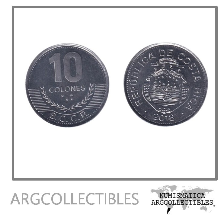Costa Rica Moneda 10 Colones 2018 Aluminio UNC