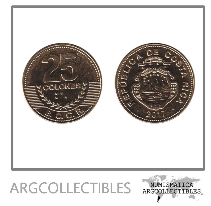 Costa Rica Moneda 25 Colones 2017 Laton KM-229c UNC