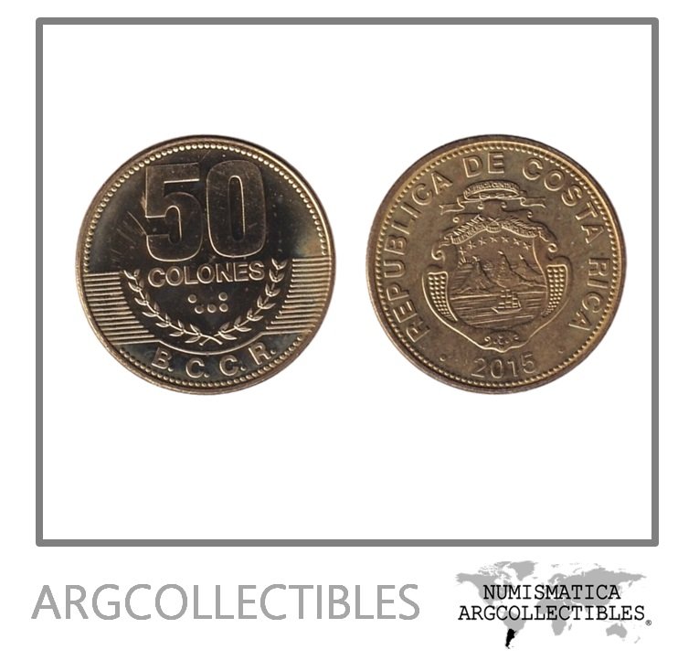 Costa Rica Moneda 50 Colones 2015 Laton KM-231.1b UNC