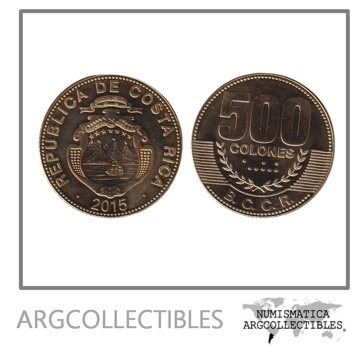 Costa Rica Moneda 500 Colones 2015 Laton KM-239.1a UNC