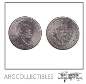 Cuba Moneda 40 Centavos 1962 Niquel KM-32 Camilo Cien Fuegos UNC