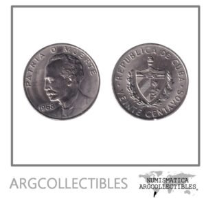 Cuba Moneda 20 Centavos 1968 Niquel Jose Marti KM-31 UNC