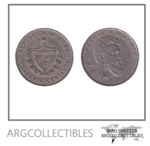 Cuba Moneda 40 Centavos 1962 Niquel KM-32 Camilo Cien Fuegos VF