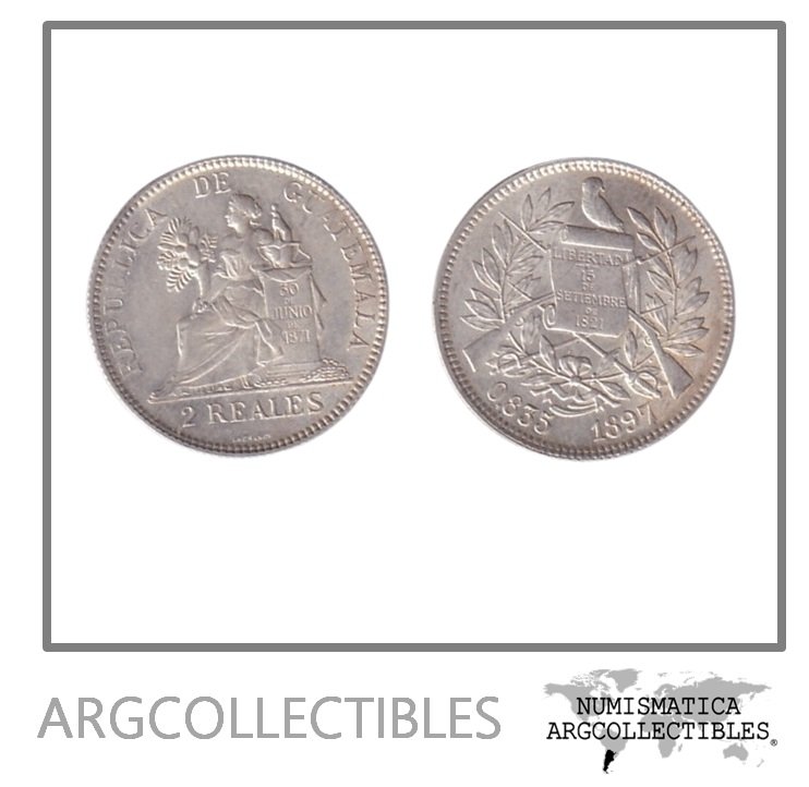 Guatemala Moneda 2 Reales 1897 Plata 835 KM-167 UNC